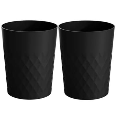 HOLTPHILI 2 Pack Small Trash Can 1.8 Gallon Bathroom Garbage Can Waste Basket Recycling Bin for Dorms Bedrooms Offices Kitchens, Black