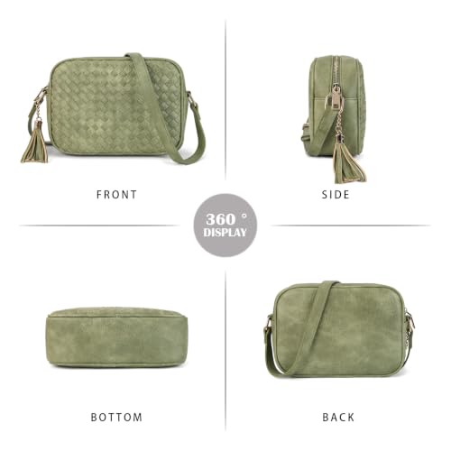 Image of AFKOMST Woven Crossbody Bags for Women Small Boho Purse with Roomy Space | Vegan Leather Camera Bag; Lightweight; Fits iPad mini, Long Wallet; Hands-Free Everyday