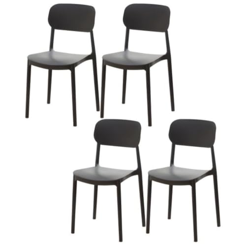 Image of Dream Furnishing - Set of 4 Stackable Dinning Chairs for Home Cafe Office Hotel for Indoor and Outdoor Patio (Black Set 4)