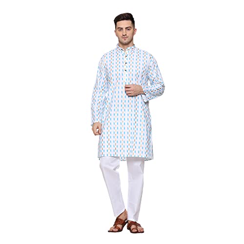 Men Cotton Printed Kurta Pyjama Pajama Set Party Fashion Regular Ethinic Wear Indian Dress Gifts Items