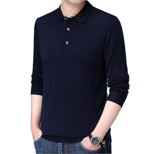 Mens Knit Polo Sweater Long Sleeve Business Casual Dress Sweaters Lightweight Classic Collared Pullover Sweater