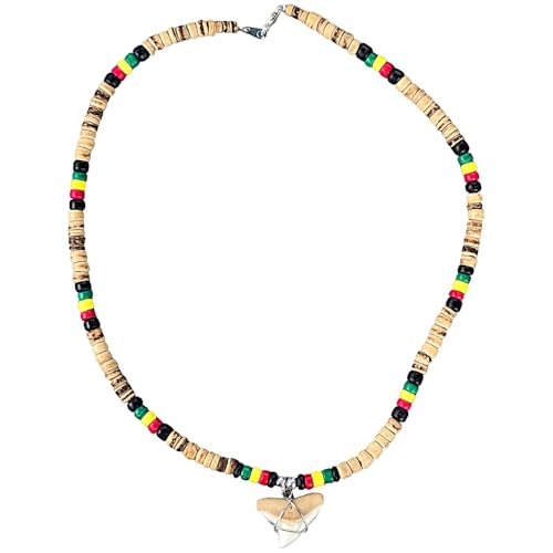 BlueRica Shark Tooth on Coconut Shell Beads Necklace (18" 3U)2