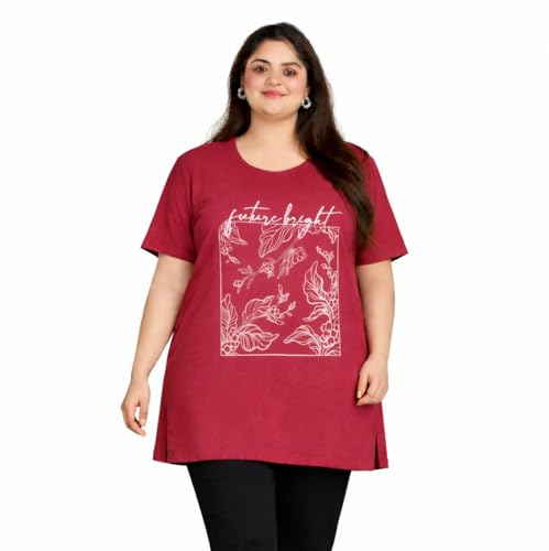 Image of In Love Women's Plus Size Longline T-Shirt with Side Pocket, 3 /4 Sleeve, Crew Neck