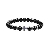 QUXVUIS Pulseras Cruzadas con Cuentas Unisex de Apariencia Exquisita para Creadores de Tendencias Pulseras con Cuentas Piedra con única , Negro Brillante