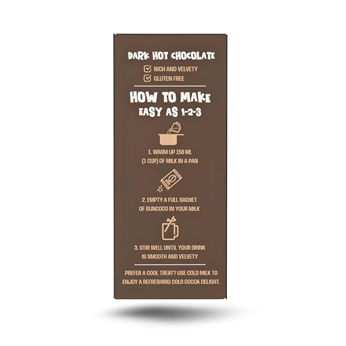 Image of Suncoco - Dark Hot Chocolate Powder Mix - 5 Sachet | 45% Luxe Cocoa | Enjoy Hot or Cold | Sweeten by Organic Coconut Sugar | 100 grams