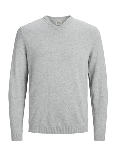 JACK & JONES Herren JJEBASIC Knit V-Neck, Light Grey Melange, XXXL – Ansicht 1