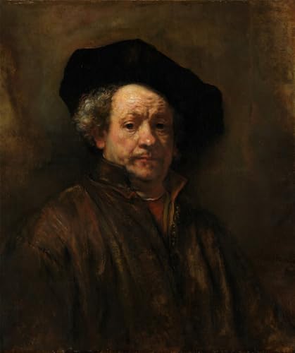 Tableau Rembrandt Van Rijn autoportrait affiche sur toile d'art abstrait salon 60x90cm
