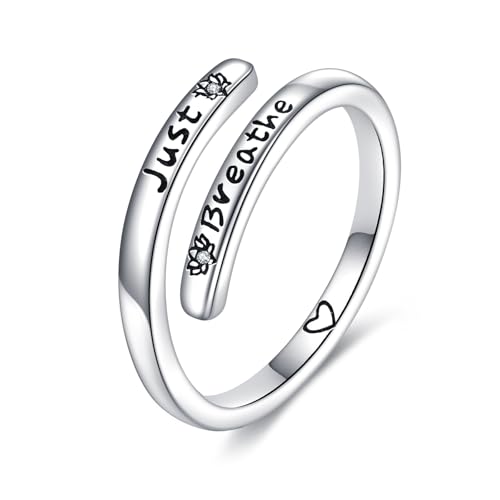 Bague ajustable en argent contre le stress, le bijou gravé pour retrouver le calme