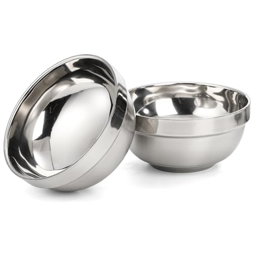 yarlung 10 Pack Stainless Steel Bowls 5 Inch Snacks Bowl, 15 Oz Soup Bowl Lightweight Salad Bowls Double-walled Metal Serving Dishes for Sauces, Rice, Noodle, Ice Cream