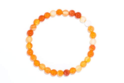 Taddart Minerals Pulsera de piedras preciosas naturales de cornalina de 6 mm con hilo elástico de nailon hecho a mano Cover