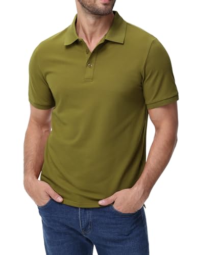 Image of MIER Men's Cotton Pique Polo Shirts, Short Sleeve Golf Work Casual Tops