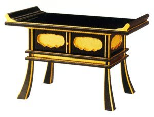 京仏壇はやし 経机 中京型 黒面金 14号 引き出し付き ◆幅42.3cm×奥行23.7cm×高さ33cm 供物机 面金 黒 ブラック 和室 仏壇前台 お供え お盆 お盆用品 お彼岸 法事 供養台 仏具 金仏壇