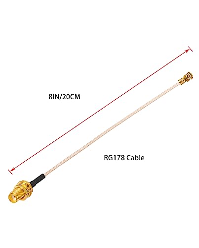 Vecys 2PCS U.F.L1 to SMA Female Low Loss Coaxial Cable 8" /20CM U.F.L1 RG178 RF Coaxial Pigtail Cable for Wireless Routers Mini PCIE Network Cards PCI Wi-Fi WAN Repeater - Image 2