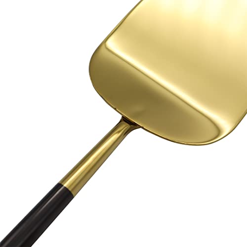 Koyal Wholesale Modern Wedding Cake Knife And Server Set - 2-Piece Gold Cake Cutter & Server With Black Handle #TOP3