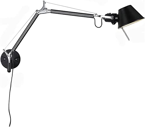 Lámpara de pared brazo oscilante moderna con interruptor y luz industrial