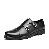 DECARSDZ Men's Classic Retro Double Monk Strap Casual Dress Loafer Shoes Comfortable for Business and Wedding Slip On Loafers Black