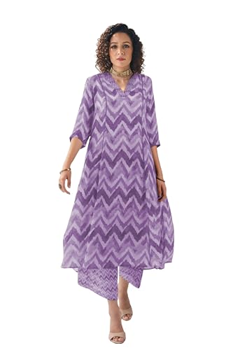 Toochki Dress For Women | Two Piece Dress For Women Long | Dress | Maxi Dress For Women | Dresses | Zig Zag Printed Dress | Cotton Dress For Women | Flared Dress | Dress With Palazzo For Womens