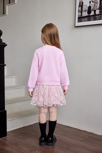 Image of Arshiner Toddler Girl Clothes Long Sleeve Pullover Sweatshirt and Tutu Skirt 2 Piece Outfits Kids Clothing Set Party Dress