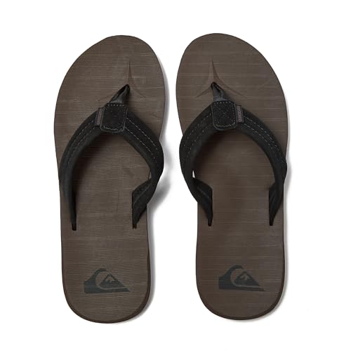 Image of Quiksilver Carver Suede Flip Flops for Men, Arch Support Athletic Mens Sandals, Thong Mens Slides