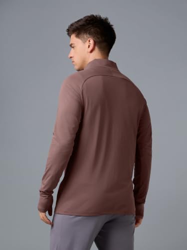 Image of TECHNOSPORT Men's Solid Quarter Zip Gym Slim Fit Active Sports T-Shirt with COTFLEX Full Sleeve Cotton Feel Polyester 4-Way Stretch Memory Fabric Lightweight Workout Running Training