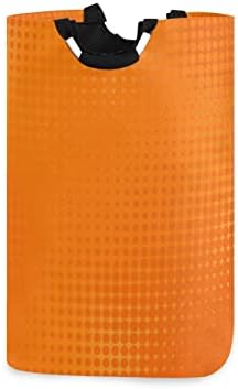 Kigai Laundry Basket Orange Dotted Line Laundry Hamper Portable Collapsible Laundry Baskets Round Dirty Clothes Basket Toy Baskets Storage 50L