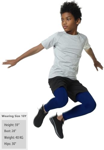 EXARUS Youth Boys Compression Leggings Pants Tights Football Sports Athletic Base Layer for Basketball Teen