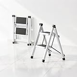 脚立 折りたたみ式 2段 ステップ台 防錆アルミ 軽量 耐荷重150KG ステップスツール 滑り止め コンパクト収納 超薄型 室内 屋外 キッチン 書斎 洗車用