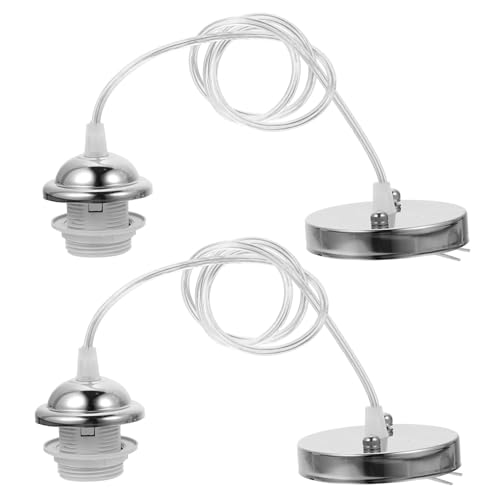 BAZEITFLOW Douille E27 à Vis Métallique Chrome 1 Mètre Câble Flexible Kit à Suspendre Industrielle Pour Lampe Suspendue Décoration Intérieure Lot De 2