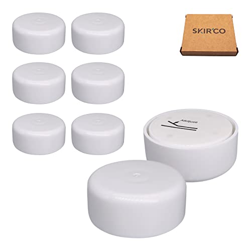 SKIR'CO (Pack of 8 pcs Height Adjustable Plastic Furniture Legs, Round Ø 55 mm, Self Adhesive Furniture Feet, With Stickers (8, White)