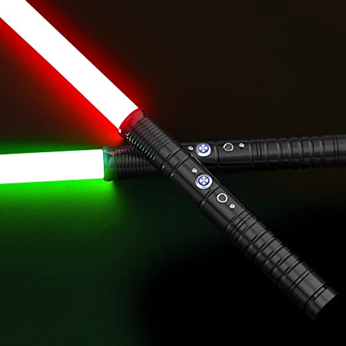 TELAM Sabre Laser, 2 en 1 RGB-LED 7 Couleurs Lightsaber avec Poignée en Métal,de Soundfonts de Combat Simulés sabre laser, Cadeaux de Noël & Jedi Knight CosplayChargement USB(Noir) Cover