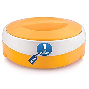 Blueberry's Wave Hygienic 2000 ML Inner Stainless Steel Casserole Hotpot | Food Grade & Best for Gift Attractive Design [Yellow White]