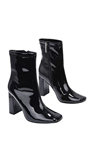 Women's Fashion Ankle Boots Square Toe Chunky Block High Heel Mid Calf Booties