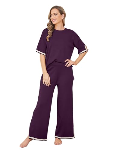 Image of TIGMA Women Casual Summer co ords Set Track Suit Oversized Top Baggy Pant,Top and Pajama Set
