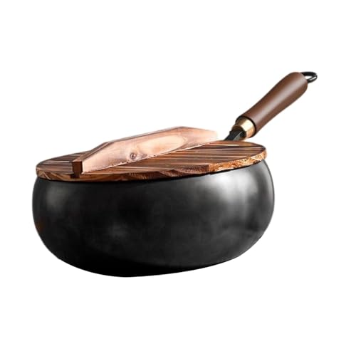 Wok de 9.45 pulgadas con mango de madera y tapa de madera miniatura 7