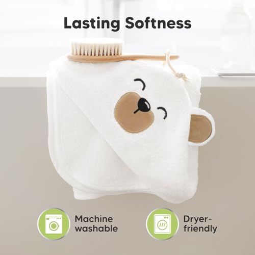 Image of KeaBabies Hooded Baby Towel for Newborn, Baby Bath Towels (Grizzly, 35x35) | Viscose Derived from Bamboo, Large Baby Towels with Hood, Boys, Girls, Toddler, Soft Absorbent Baby Bath Essentials