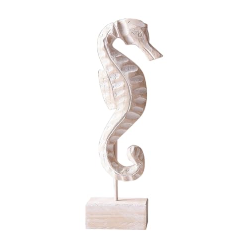 Colcolo Escultura de Madera náutica para el hogar, Figura Decorativa para Mesa y Estante, Forma de Caballito de Mar