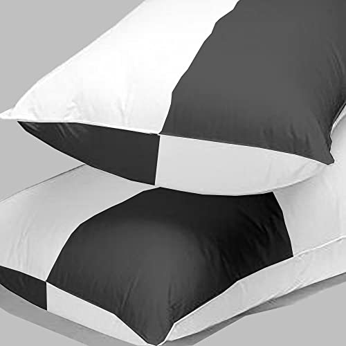 Image of Adjustable Hollow Fibre Sleeping Pillow Dream Fibre Pillow Bed Pillow Pillows for Sleeping Luxurious 2 Piece Microfiber Pillow Extra Soft Hotel Quality Pillow Dark Grey and White20x30