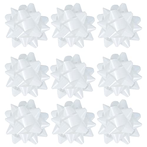 24 Large Gift Bows 3.5 inches Bows for Gift Wrapping and Presents Christmas Bows for Parties Birthdays Weddings or Other Holidays. (White)