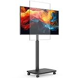 AOKCOS TV Ständer Rollbar mit Holzbasis, Fernsehständer Rotierbar für 19-42 Zoll Fernseher, TV Bodenständer mit Rollen Höhenverstellbar Schwenkbar, bis 20 kg Max. VESA 200x200mm (Schwarz)