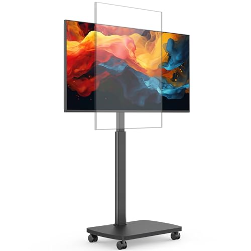 AOKCOS TV Ständer Rollbar mit Holzbasis, Fernsehständer Rotierbar für 19-42 Zoll Fernseher, TV Bodenständer mit Rollen Höhenverstellbar Schwenkbar, bis 20 kg Max. VESA 200x200mm (Schwarz)