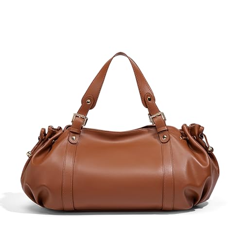 Image of JINMANXUE Woven Tote Bag For Women,Travel Shoulder Bag, Large Hollow Beach Soft Satin Handbags Hand-woven Satchel Clutch (Amber Brown)
