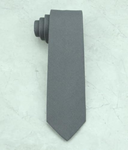 Image of Mens Solid Linen Ties - Slim Pattern Necktie for Men Wedding Groomsmen