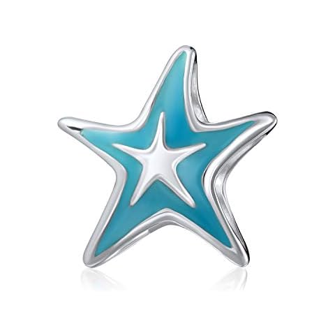 Abalorio Charm de Plata de Ley con Estrella de Mar y Esmalte Azul para Pulsera Europea Cover