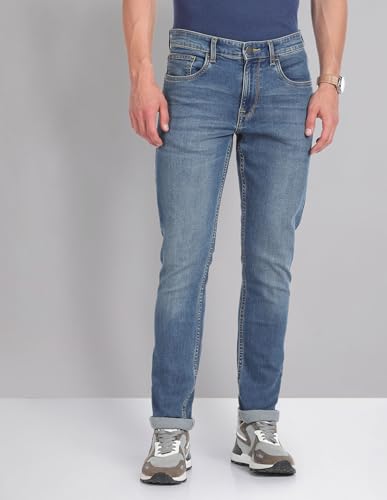 Image of Arvind AD Blue Mid Rise Skinny Fit Jeans