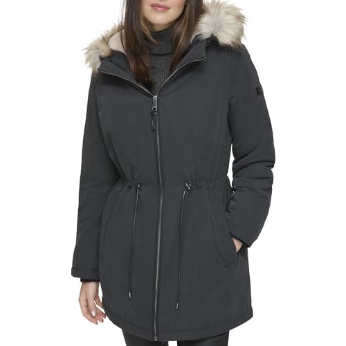 DKNY Women's Faux Fur Trim Hooded Anorak Jacket2