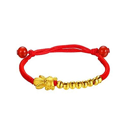 Preisvergleich Produktbild Aishanghuayi Fußkettchen, 24K Gold Transfer Perlen, rotes Seil, Kleiner Goldfisch Fußkettchenschmucksachen, for Freundin,Bleibender Charme (Color : Fish-Shaped)