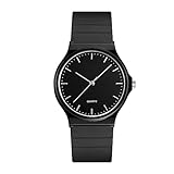 Reloj de cuarzo ultra fino para mujer, reloj de pulsera impermeable Forrader con banda de silicona colorida para mujer, vestido casual, estudiantes médicos, enfermeras, médicos, Negro y negro