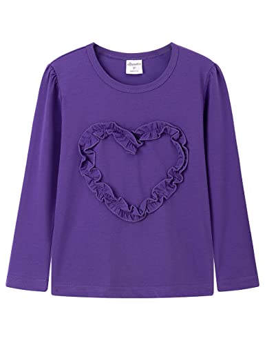 Noomelfish Girls Ruffle Heart T-Shirts Cute Long Sleeve Tee Tops
