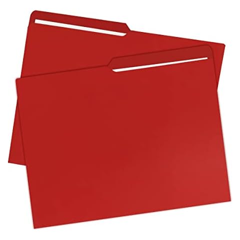 uOffice File Folder Letter Size 1/2 Cut Tab 100 Pack Deep Red Cover