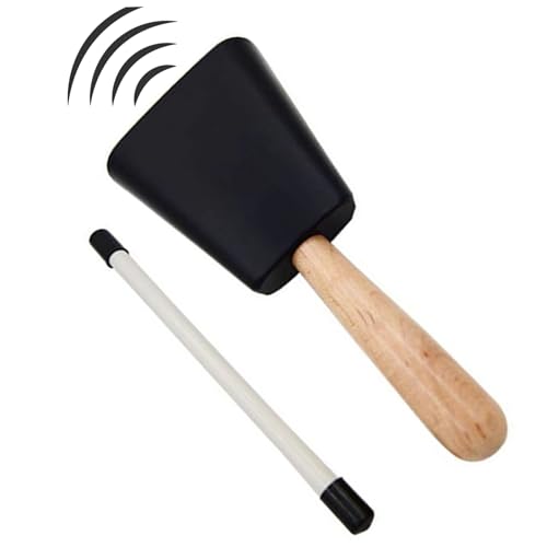 Jorzer Cencerro Profesional de percusión Manual, 2 Piezas, con Mango de Madera y Campana de Mano para batería, Eventos Deportivos, Iglesias y Bodas..
